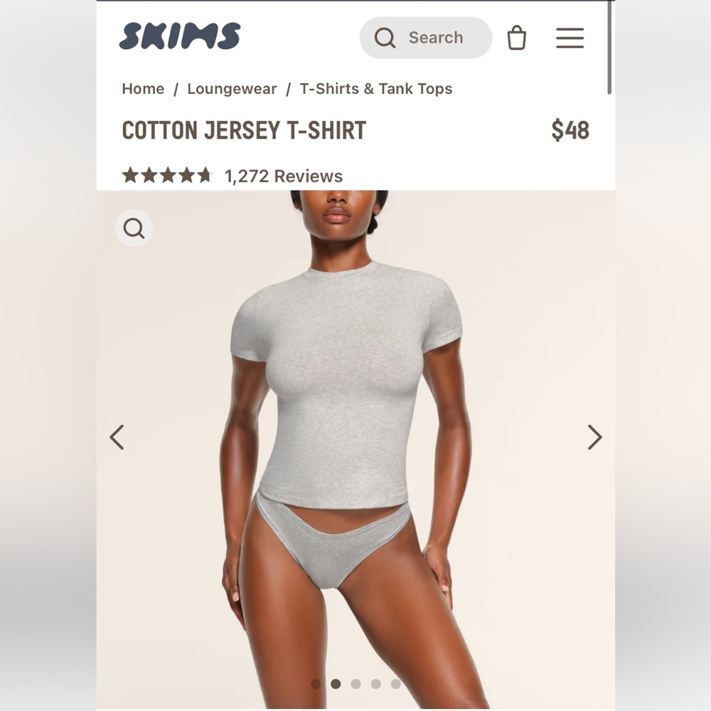 SKIMS cotton jersey t-shirt, color light grey, size M